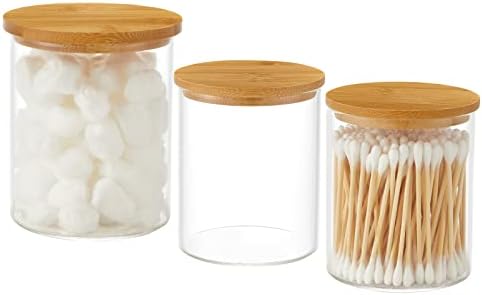 INIUNIK 3 Pack Glass Qtip Holder Dispenser by INIUNIK
