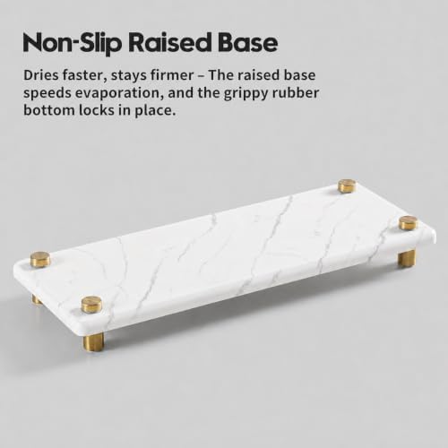White Marble Pattern Style Water Absorbing Stone Sink Caddy, Bathroom & Kitchen - Image 5