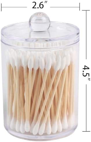 2 Pack Acrylic Qtip Holder Dispenser, Canisters Apothecary Jar Set - Image 2
