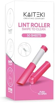 Portable Lint Roller with 100 Sticky Sheets, Mini Pet Hair Remover, Lint Roller by KAITEKI