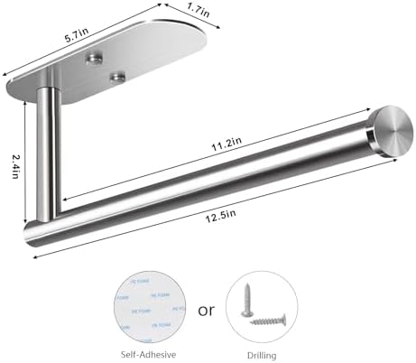 VAEHOLD Adhesive Paper Towel Holder Under Cabinet Mount, Wall Mounted Paper - Image 5
