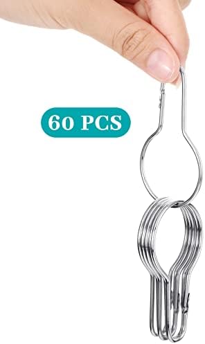 Queekay 60 Pcs Metal Shower Curtain Hooks Reusable Hanging Clips - Image 3