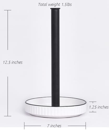 Paper Towel Holder Countertop, Ceramic Base, Fits Double to Family Rolls - Image 3