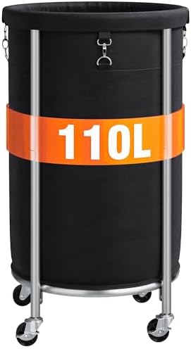 ELYKEN Laundry Basket with Wheels, Round Rolling Laundry Hamper by ELYKEN