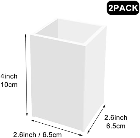 White Acrylic Pencil Pen Holder Cup 2 Pack, Desk Accessories Holder, Makeup - Image 3