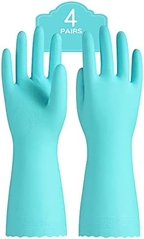 PACIFIC PPE 4 Pairs Dishwashing Gloves, Cotton Flocked Liner by PACIFICPPE