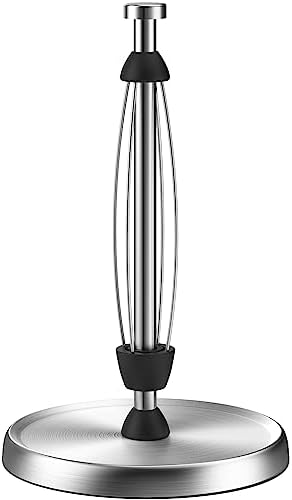 Paper Towel Holder Countertop, One-Handed Tear, Stainless Steel, Weighted Base by SWAITEE