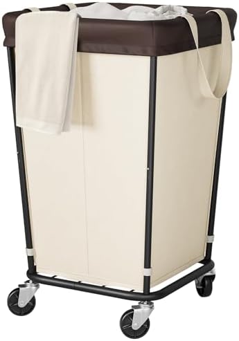 160L Laundry Basket with Wheels, 2-section Rolling Laundry Basket, Large by Wawocs