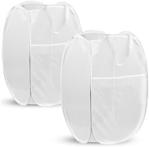2 Pack Pop Up Laundry Hampers, 70 L Collapsible Foldable Mesh Basket by Unknown