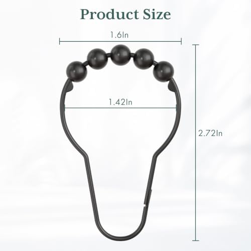 Bathway Shower Curtain Rings, Shower Curtain Hooks Black Shower Rings - Image 7