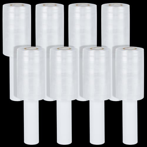 DAJAVE 8 Pack 5" Stretch Wrap Rolls 1000ft 60 Gauge Industrial Shrink Wrap by DAJAVE