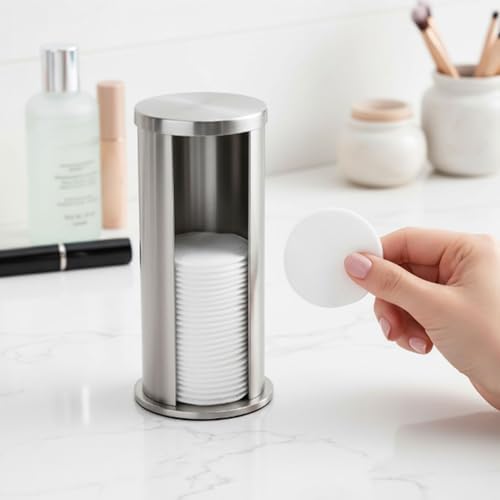Yosoo Health Gear Stainless Steel Cotton Pad Holder, Round Makeup Organizer - Image 2