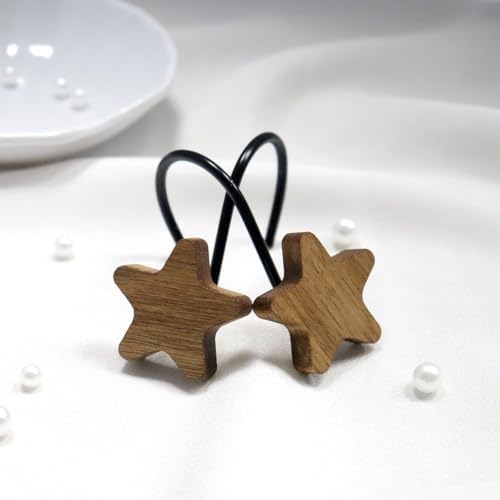 Shower Curtain Hooks, Wood Decorative Shower Curtain Rings, Modern Round Log - Image 4