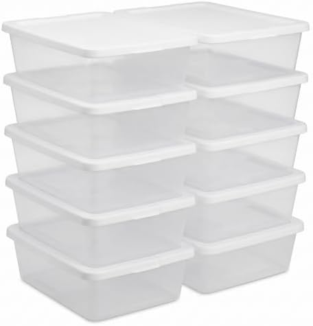 10 Pack Storage Bins with Lids, 6 Quart Clear Plastic Stackable & Nestable by Unknown