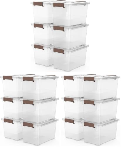 WYT 18-Pack Clear 7 Quart Storage Latch Box/Bins, Plastic Stackable Latching Box by WYT