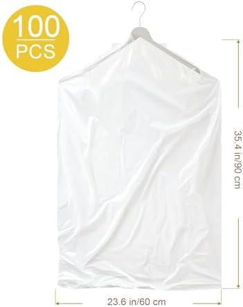 100 Pack Clear Garment Bags for Clothes, Plastic Garment Bags Dry Cleaner Bags - Image 2