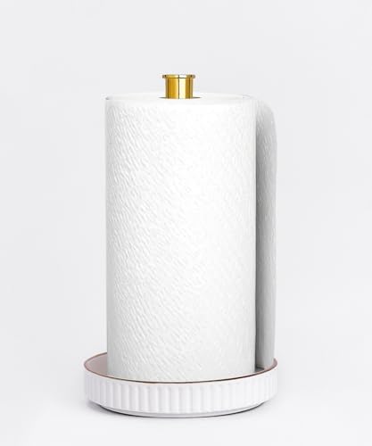 Paper Towel Holder Countertop, Ceramic Base, Fits Double to Family Rolls - Image 4