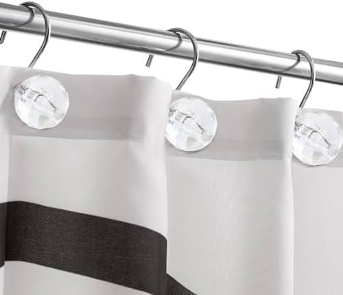 J&V TEXTILES Shower Curtain Hooks Rings, Rust Resistant Metal Double Glide - Image 5