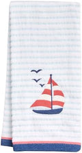 Ritz 2-Piece Cotton Velour Bathroom Hand Towel Set, Embroidered Sailboat Design by RITZ
