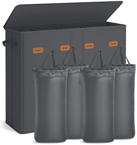 SONGMICS 210L Laundry Hamper, 4-Compartment Laundry Sorter by Unknown