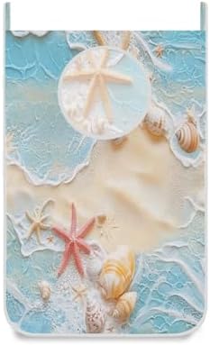 Blue Beach Sea Star Shell Summer Hanging Laundry Hamper Door Hampers Bag Basket by Tatenale