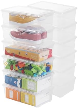 12 Pack 6Qt Shoe Storage Box Clear Plastic Storage box by Naivees