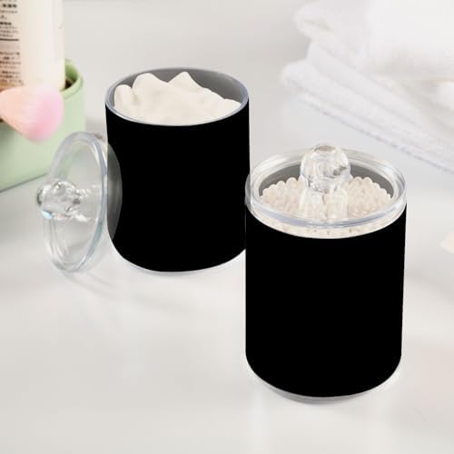 Qilmy Solid Black Qtip Holder 2 Pack, 14 oz Apothecary Jars Bathroom Vanity - Image 5