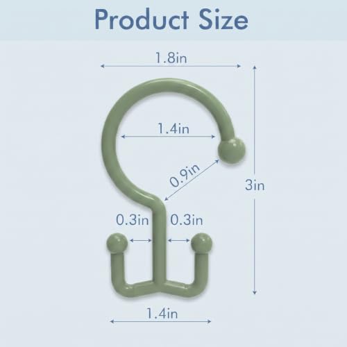 Bathway Green Shower Curtain Hooks, 12 Plastic Double Shower Curtain Rings - Image 7