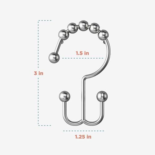 Maytex Shower Curtain Hooks, Shower Curtain Rings, Rust-Resistant Decorative - Image 5