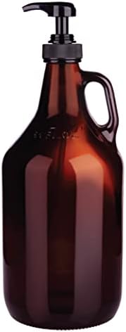 Large Amber Pump Bottle for Salons, Conditioner, Hair Serum, Gel by KITCHENTOOLZ