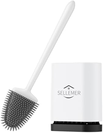 Sellemer Silicone Toilet Brush, Ventilation Slots Holder 1 Pack Pearl White by Sellemer