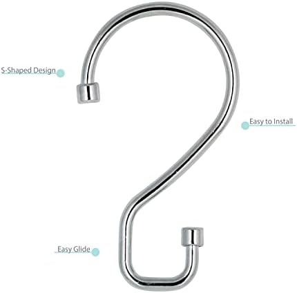 Bath Bliss 12 Pack S-Hook Shower Curtain Rings | Bathroom | Metal S Shaped - Image 5