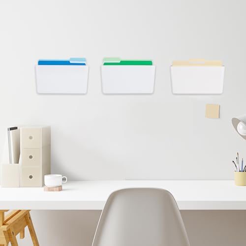 EASEPRES 3 Pack White Plastic Single Pocket Hanging File Organizer, Wall Mount - Image 4