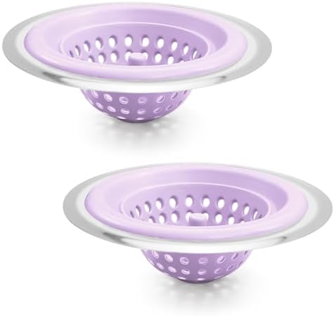 Silicone Strainer for Kitchen Sink, 2 Pack, Stainless Steel Reinforced by TEVLAUXO