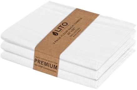 LITO LINEN AND TOWEL Flour Sack Towels – 100% Cotton, 28x28 Inches, Highly by LITOLinenandTowel