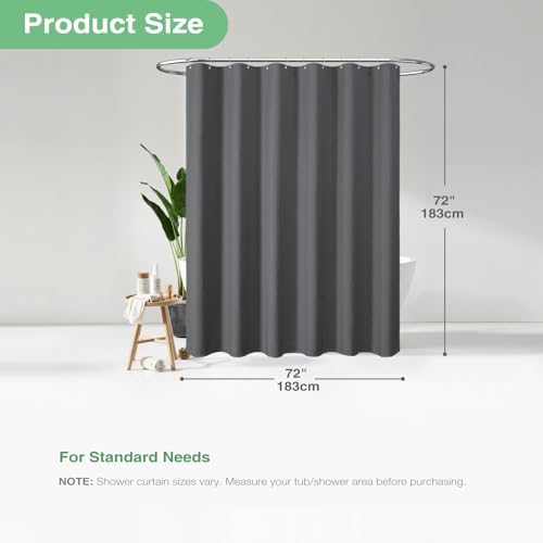 Dynamene Waffle Shower Curtain 256GSM Heavy Duty Fabric 72x72 Charcoal Grey - Image 3