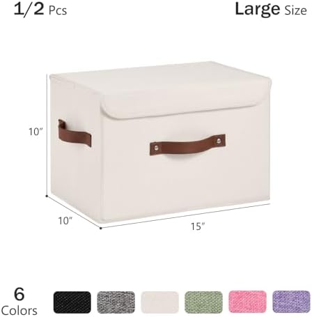 2PCS Storage Bins Boxes with Lids Decorative Fabric Baskets - Image 3