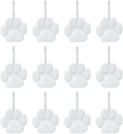 Sunlit Fashion Design Cute Paw Print Polished Shower Curtain Hooks by Sunlit