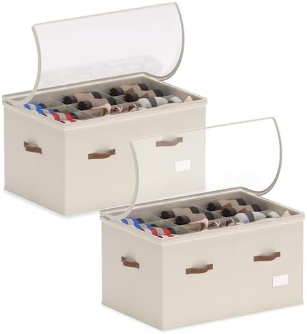 Vincona Shoe Organizer for Closet, 2 Pack Foldable Shoe Storage Bins by Vincona