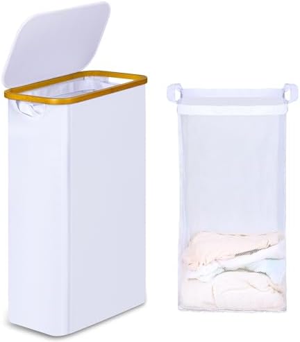IEGrow Laundry Hamper with Lid, 60L Laundry Basket with Mesh Bags by iEGrow