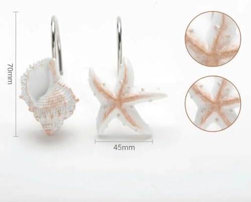 12pc Seashell Shower Curtain Hooks Decorative Resin Hooks - Image 3