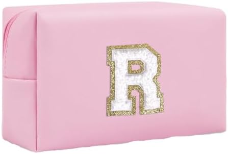Initial Makeup Bag for Women Gifts, PU Leather Cosmetic Pouch by SxoSyo