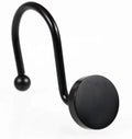 Matte Black Shower Curtain Hooks: Rust Proof Metal Curtain Rings by PopKozzi