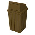 Campus Collection 32 Gallon Square Slatted 100% Recycled Plastic Heavy-Duty Commercial Outdoor or Indoor Trash Can with Push Top Lid | Great for Schools and Businesses - Brown