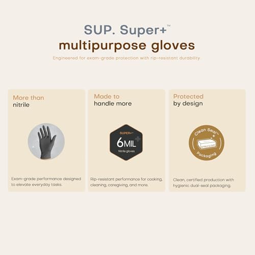 SUPER+ Black Nitrile Gloves HEAVY DUTY 6 Mil Disposable Chemical Resistant - Image 2