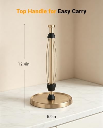 Paper Towel Holder Countertop, Stainless Steel, Weighted Base, Warm Gold - Image 6