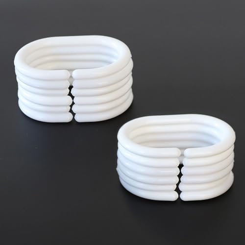 12 pcs Shower Curtain Rings Plastic Shower Curtain Hooks C-Shaped Rings Hook - Image 2