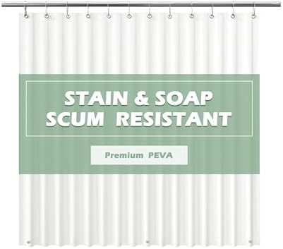 EHZNZIE White Shower Curtain Liner 72x72, PEVA Waterproof Bath Curtain by EHZNZIE