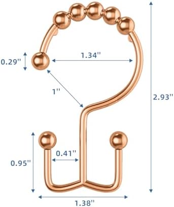 Rose Gold Shower Curtain Hooks Double Sided - Image 2