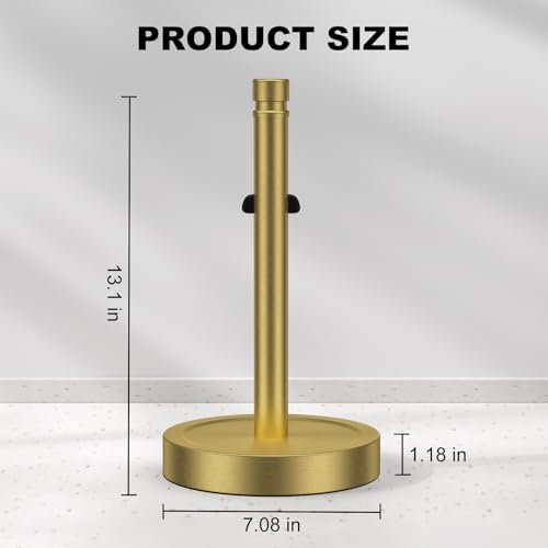 Brass Paper Towel Holder Countertop, One-Handed Tear, Stainless Steel, Weighted - Image 7